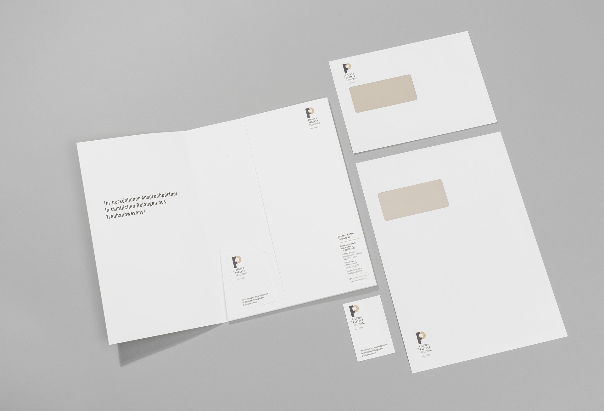 durchzwei, Fischer+Partner, Treuhand, Geschäftsdrucksachen